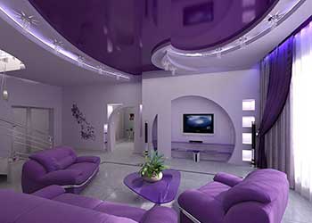 Фиолетовый многоуровневый потолок
